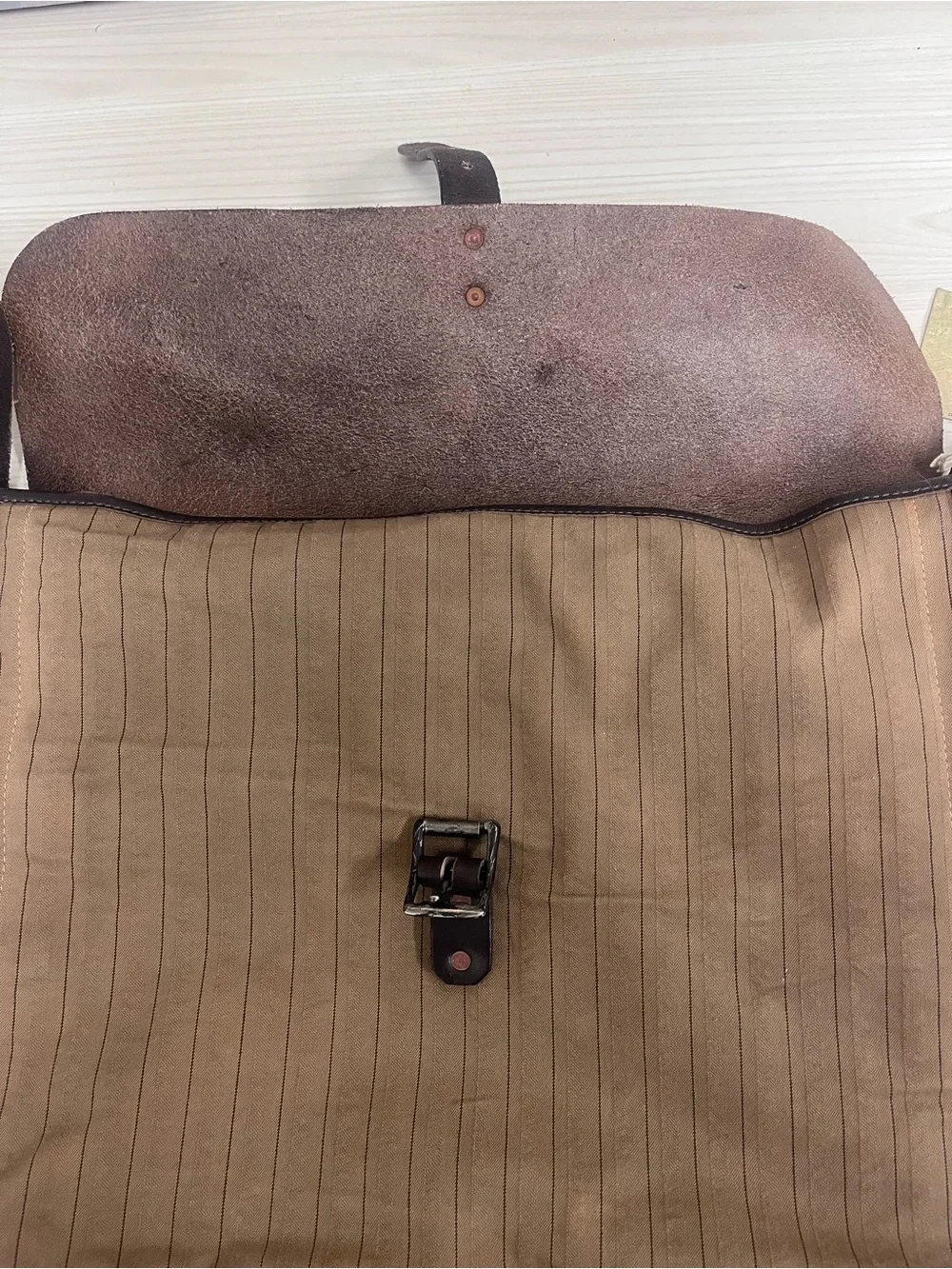 Ralph Lauren Brown Canvas with Dark Brown Leather Messenger Bag